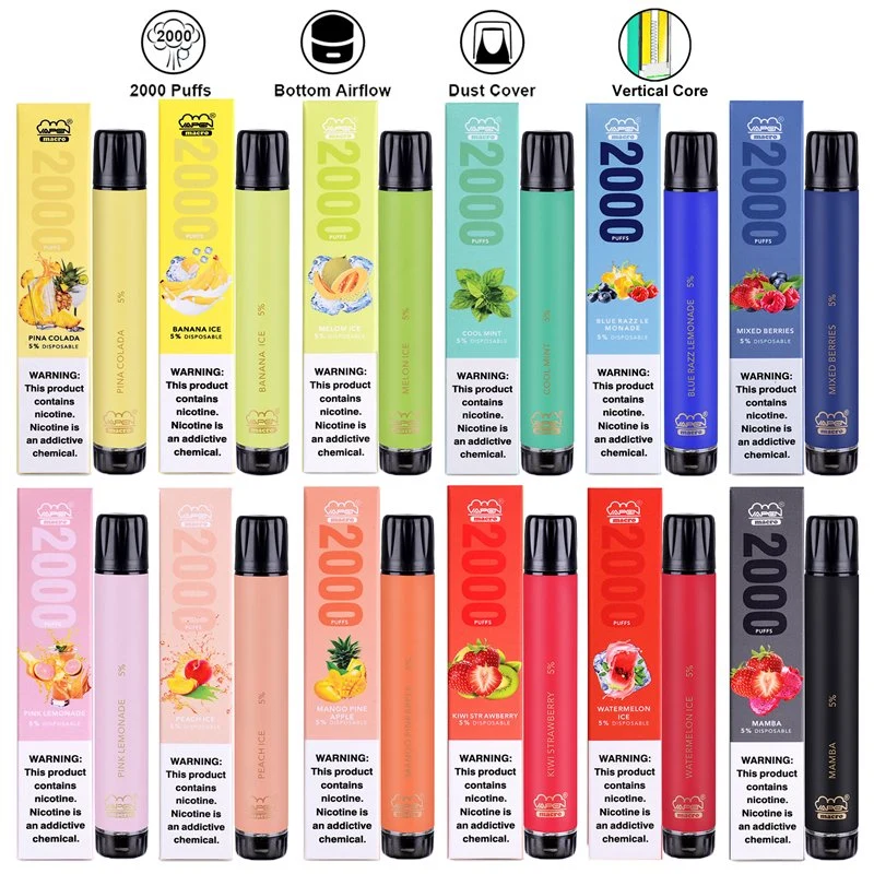 Russia Wholesale/Supplier Vapes Factory Cheap OEM ODM Vapes with Bottom Airflow Dustproof 2000puffs Vapen Macro Disposable/Chargeable Electronic Cigarette