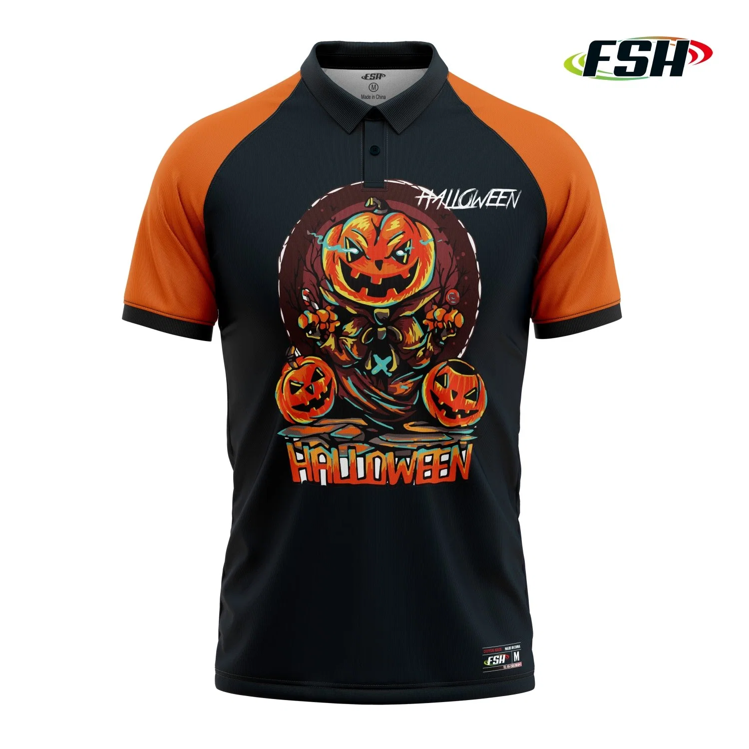 New Design Embroidered Print Halloween Breathable High Quality Short Sleeve Polo Shirt