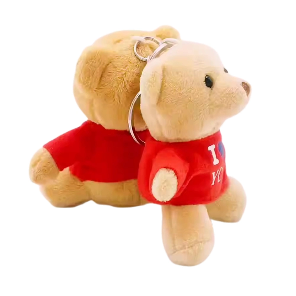Plush Teddy Bear Keychain Toy Soft Stuffed Animal with Red T-Shirt