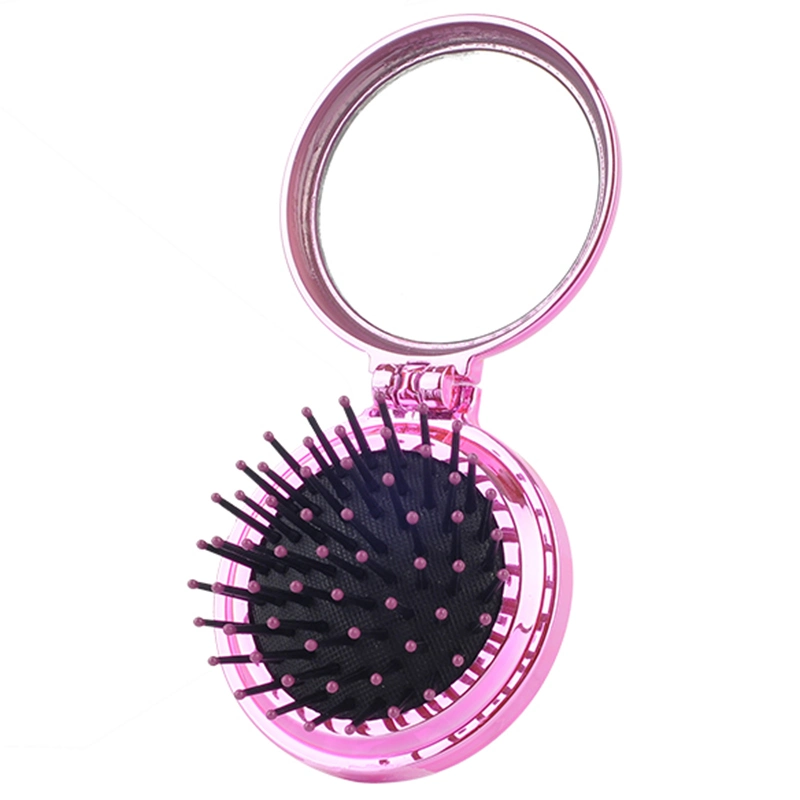Folding Hair Brush with Mirror, Travel Plastic Foldable Comb, Promotional Gift Comb and Mirror