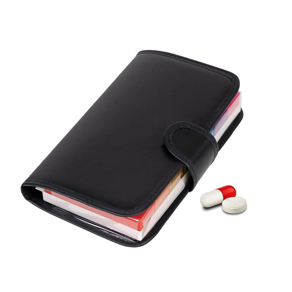 Wholesale/Supplier Leather 7 Days Weekly Pill Box 28 Compartment PU Pill Case