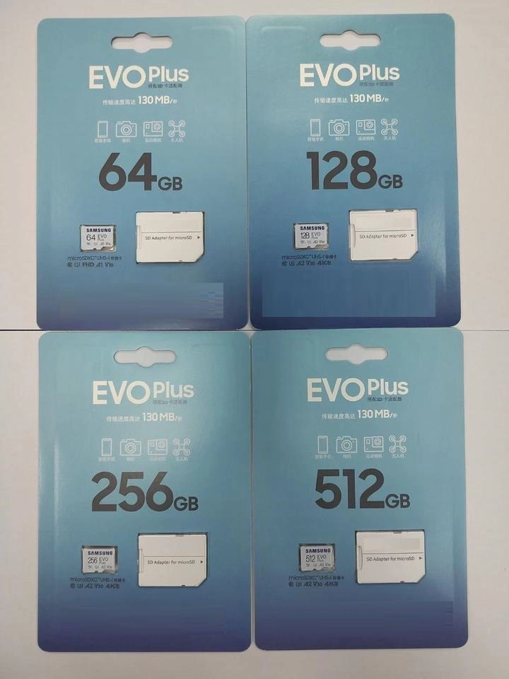 نسخة أصلية لبطاقة ذاكرة Samsung Evo Plus سعة 256 جيجابايت و512 جيجابايت ميكرو بطاقة SD Flash SD سعة 64 جيجابايت ذاكرة U3 4K سعة 128 جيجابايت بطاقات للهاتف