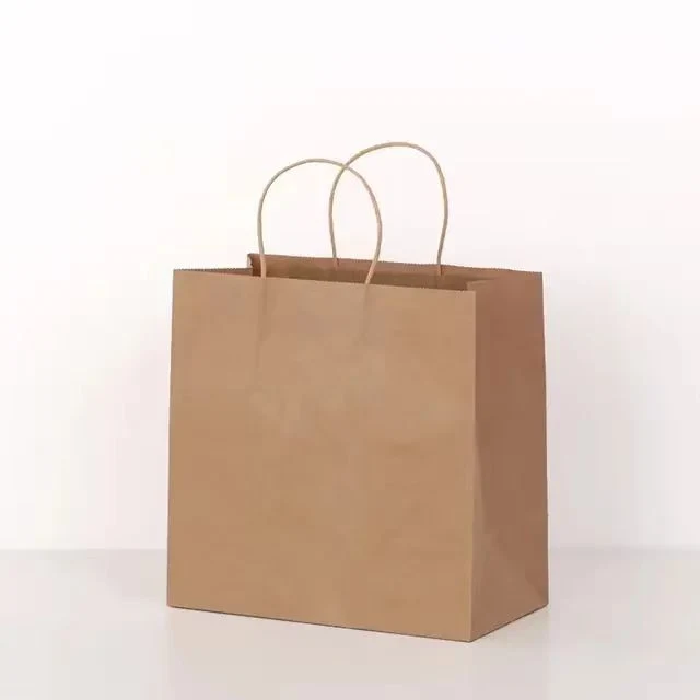 Saco de papel Kraft com material personalizado e estampado para as mãos