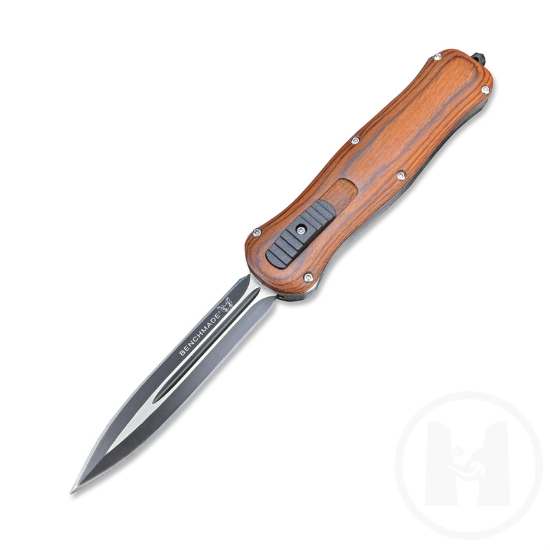 Benchmade A016 Tactics Wood Handle Auto Otf Knife+Elastic Auxiliary Release Camping Hunting Knife