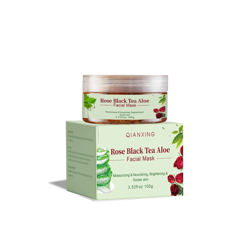 Mascarilla facial de cuidado de piel rosa de té negro natural Aloe hidratante Mascarilla de jalea nutritiva piel oferta