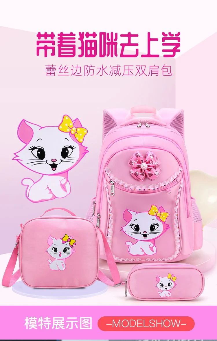 Zonxan OEM 3D Cartoon Patterns Children Book Bag Neoprene Backpack Heat Transfer Pink Cute Kids School Bag