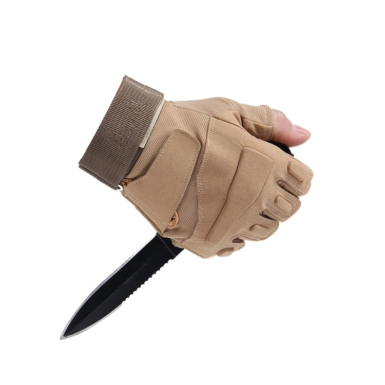 Half-Finger Knuckle Shock Resistant Fingerless Hunting Tactical Leather Motorcycle Gloves