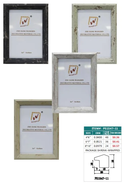 Manufacturer Wholesale/Supplier Plastic 4X6" 5X7" 8X10" Photo Frames for Vertical or Horizontal Tabletop Display Wall Mount