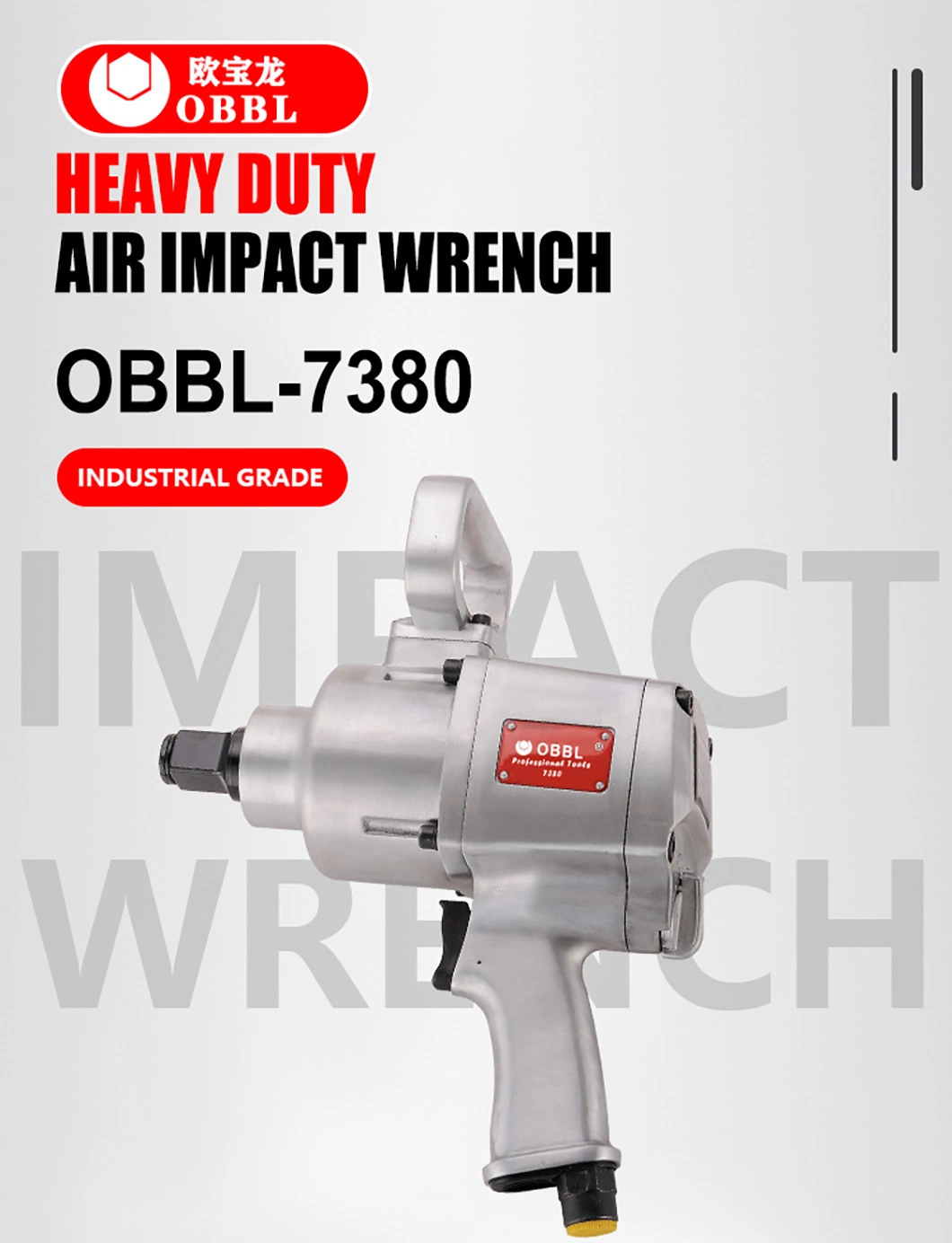 Obbl 3/4 Inch Drive Twin Hammer Air Impact Wrench Heavy Duty Pneumatic Tool 4300 Rpm