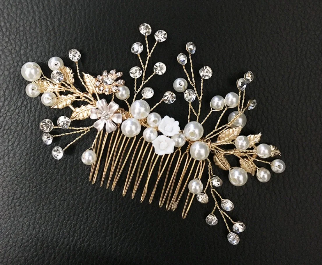 Bridal Wedding Pearl Hair Comb Hair Accessories. Wedding Jewelry, Bridal Pearl Rhinestone Hair Comb Headpiece. Bridal Hair Piece