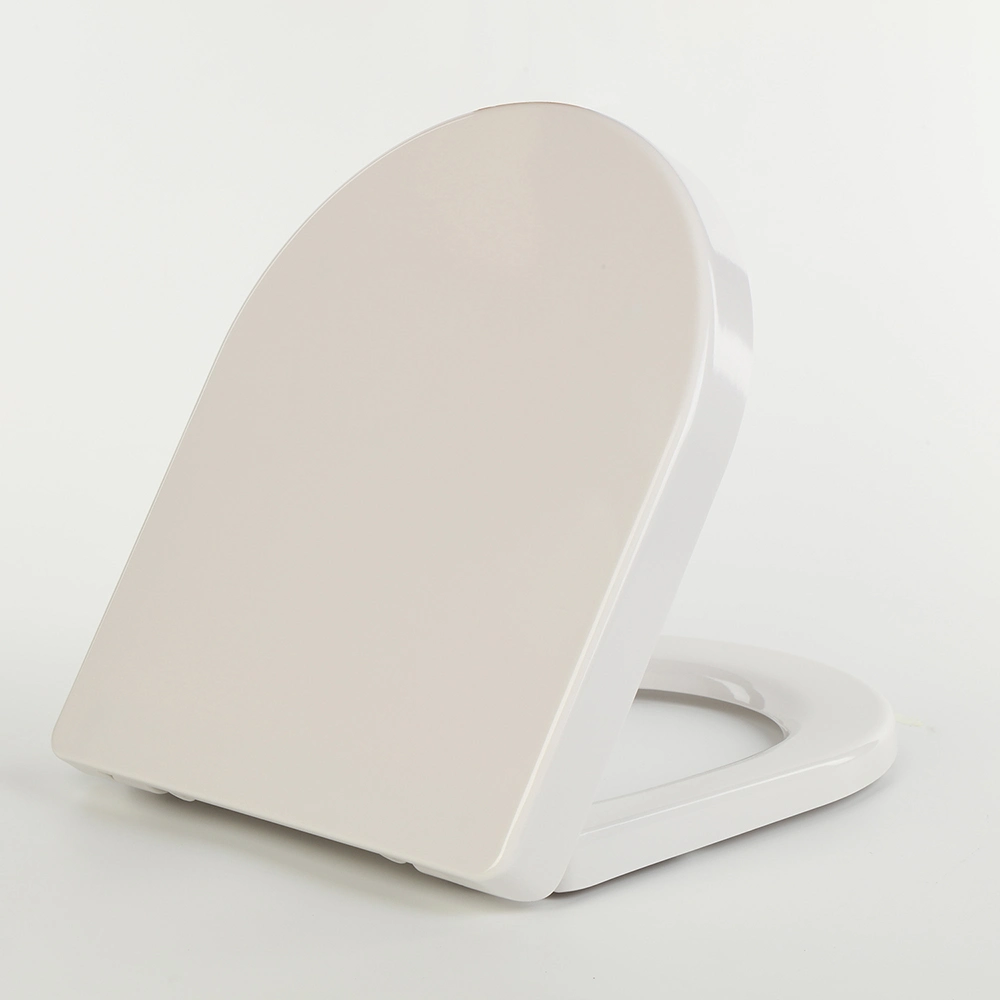 Slow Close Toilet Seat Cover, D-Shape, Plastic, White