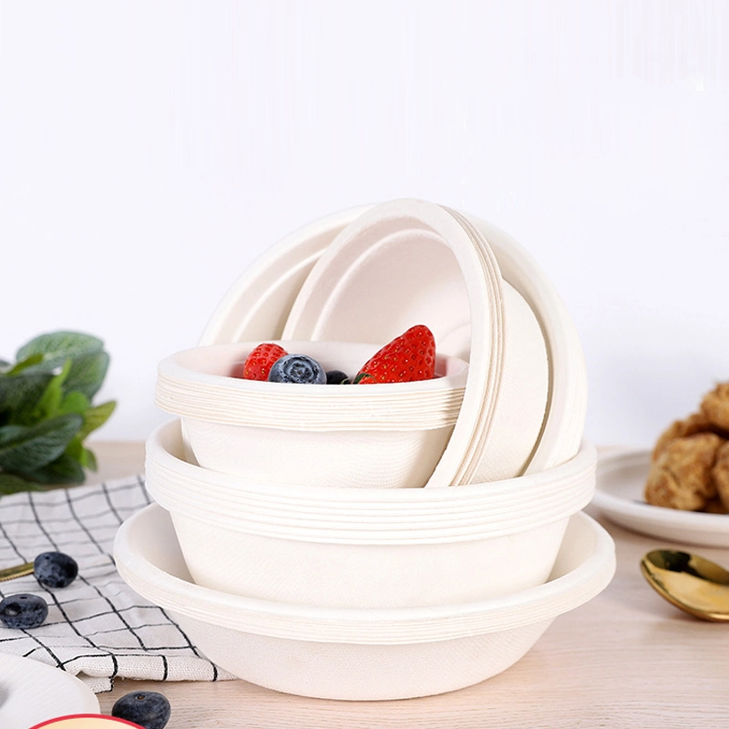 Disposable Salad Bowl 500ml Food Packaging Biodegradable Compostable Bagasse Bowl with Lid