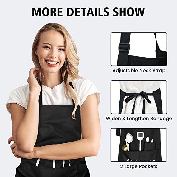 شعار مخصص طهو مطبخ قابل للضبط Apron Waterlالمقاوم للمياه،′ S Aprons مع جيبين للرجال والنساء