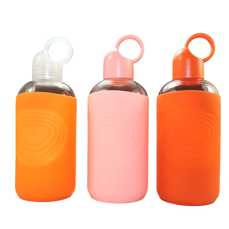 Custom Pottle Glass Jelly Cup Sports Kettle with Cover Silicone Gift Bottle