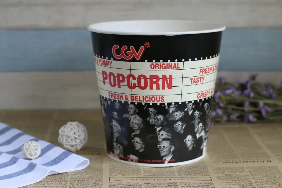 Food Grade 130oz Disposable Custom Printed Popcorn Paper Cup Bucket