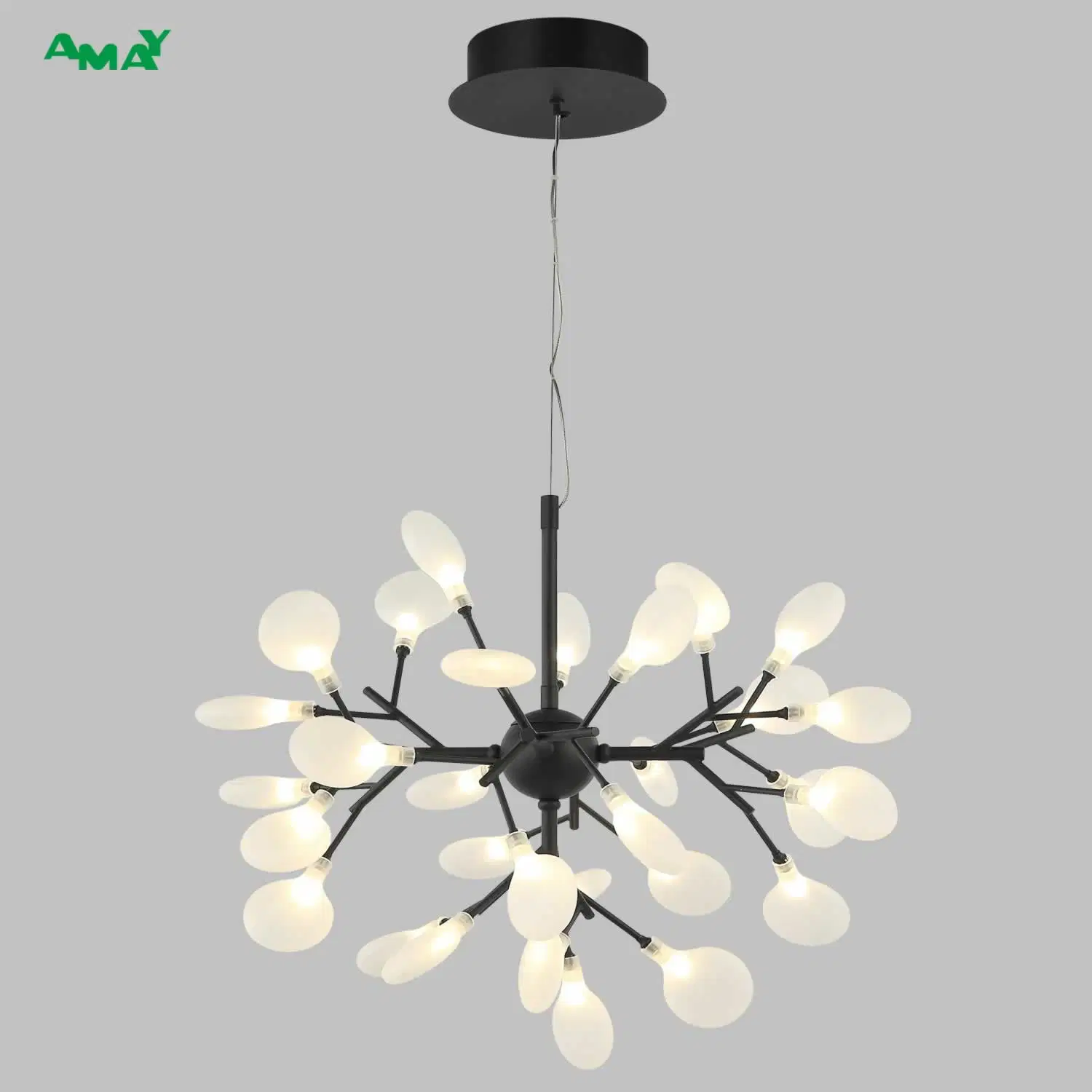 2023 formas inspiradas en las flores Chandelier de Oro de vidrio para Living Room