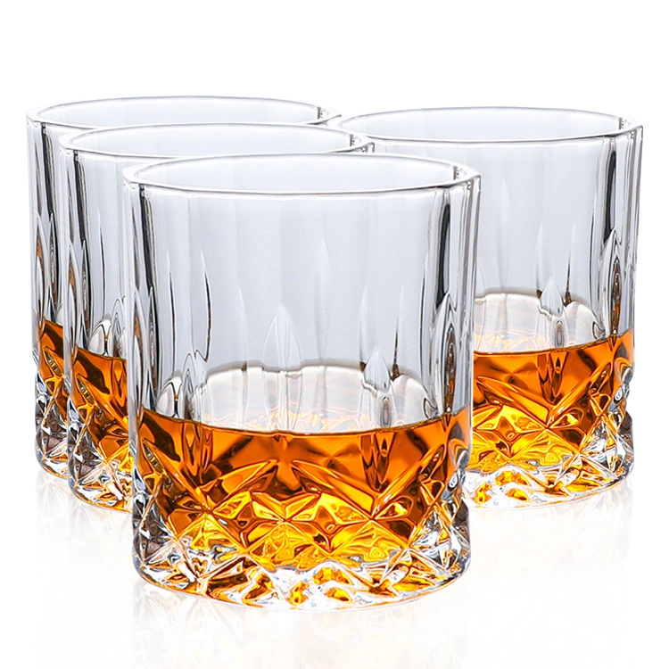 Free Sample Lead Free Modern Drinking Whiskey Crystal Drinking Glassware Embossed Whisky Glass Cup for Home Bar