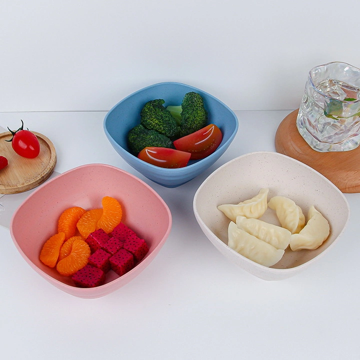 Broken-Resistant Square Wheat Straw Children Fruit Salad Bowl