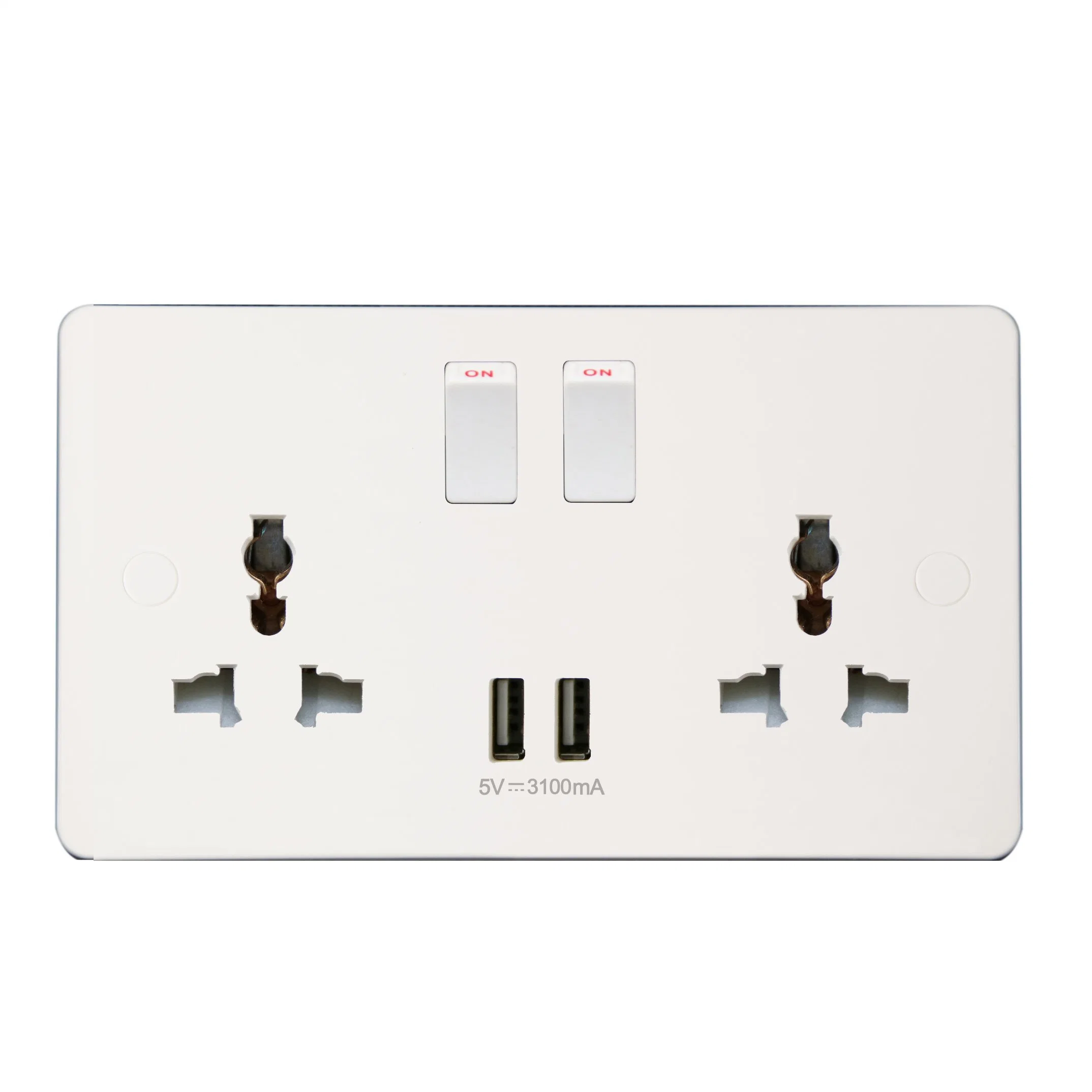 Hailar 13A 1gang Switched Universal Socket Dual USB Outlet