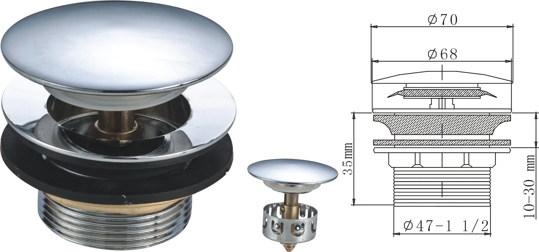 Hot Selling Wash Basin Pop up Waste Bathtub Drain Sink Drain Pop for Basin