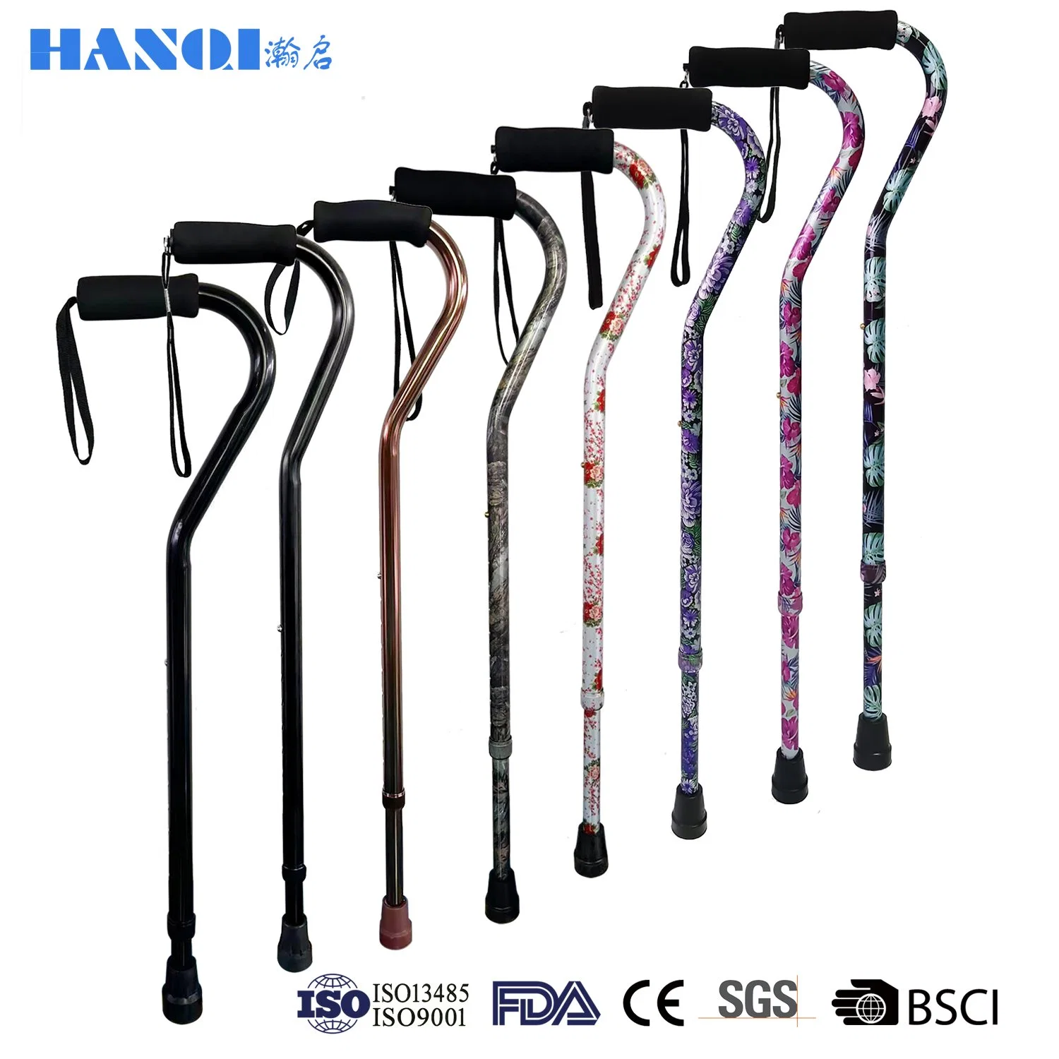 Crutches Old Man Anti-Skid pé vara ajustável telescópica multifuncional Haste leve