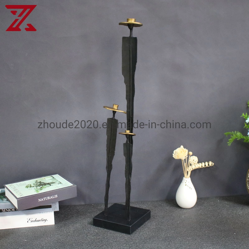 Modern Simple Three Hermit Figure Sculpture with Hat High Leg Metal Craft Ornaments for Home Table Romantic Decoration