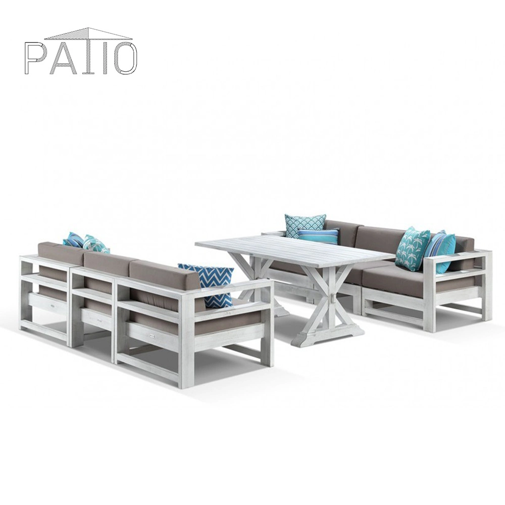 Les meubles de patio jardin PE Rotin canapé à l'extérieur de la table de plein air à coussin d'Set-Easy assemblés de conversation