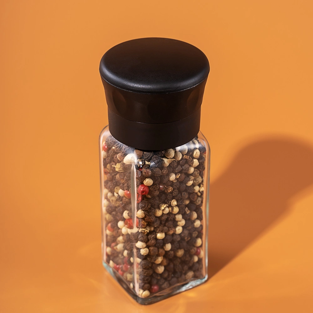 100ml Glass Spice Bottle with Plastic Grinder Lid for Kitchen Salt and Pepper Seasoning Shaker