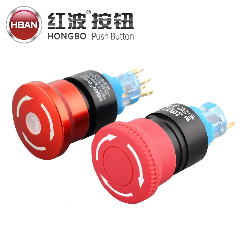 Mushroom Red Head Rotate Arrow Cover Emergency Stop Push Button Switch 22mm