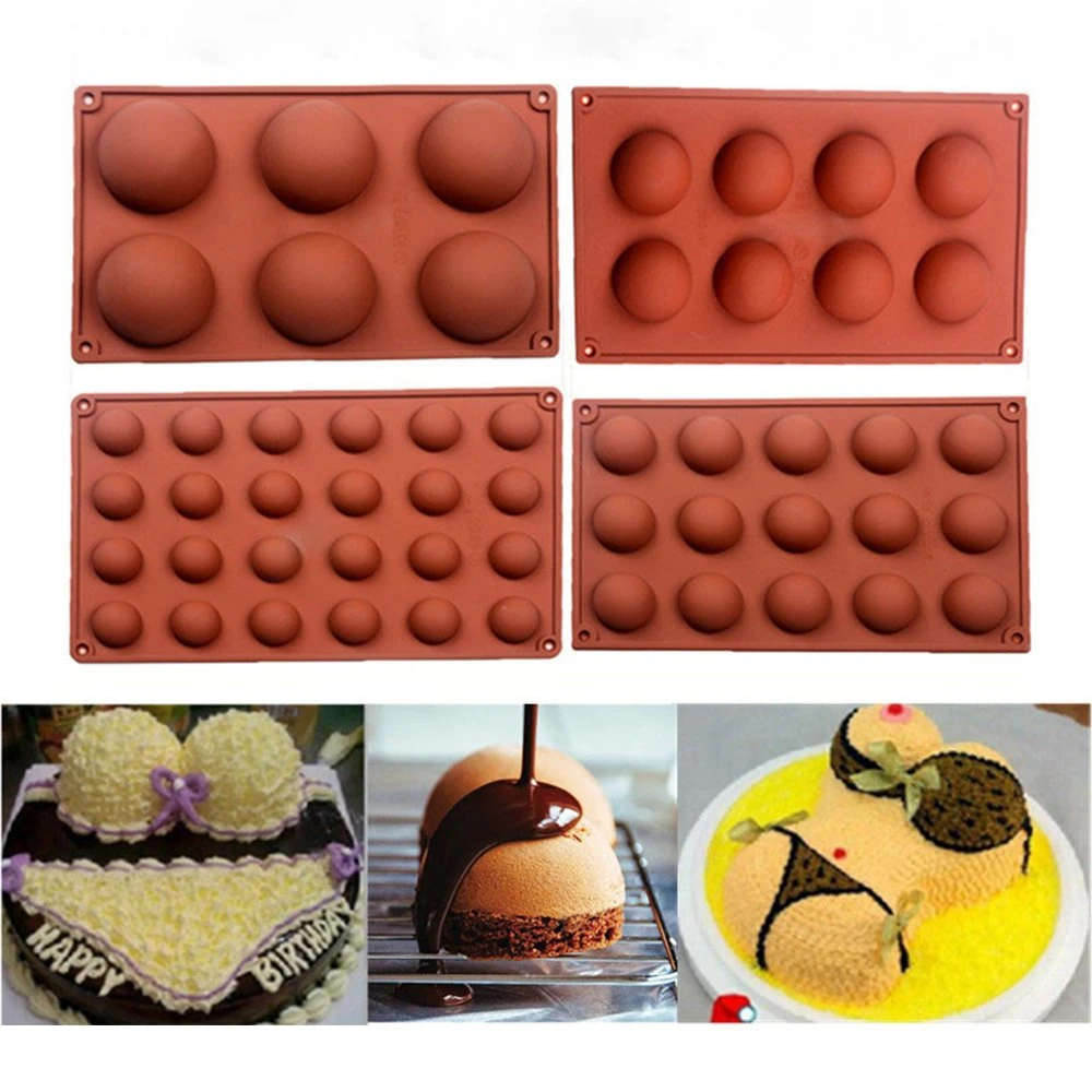 6 Holes Half Ball Sphere Chocolate Silicone Mold Round Semi Sphere Cake Silicone Baking Molds for Dessert DIY Jelly Dome