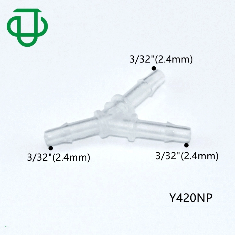 Natural Polypropylene 3/32 Inch 2.4mm Easy Assembly Hose Barb Wye Joint Y Shape Pipe Fitting Water Air Hose 3 Ways Equal Barb Tube Connectors