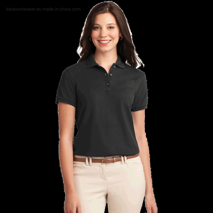 Women's Polo Shirt d'affaires décontractée de style polo solide de l'été Polo à manches courtes