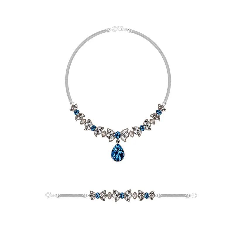 The Latest Silver Jewelry Set with Sapphire