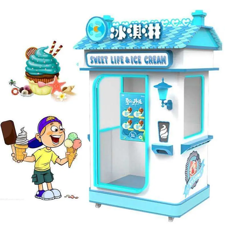 Riteng Custom Coin Operated Automatic Frozen Food Soft Serve Ice Cream Cone Vending Machine for Business