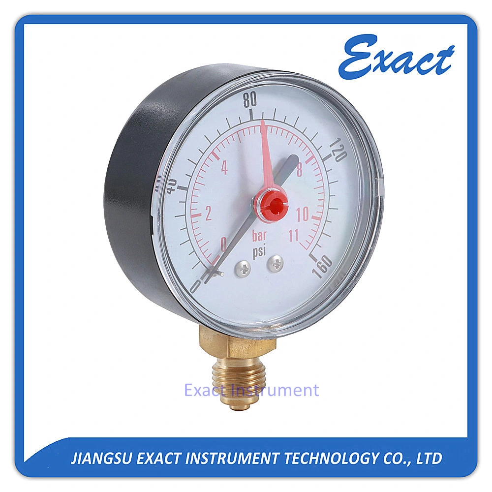 63mm Black Steel Case with Brass Connection and Red Pointer-Air Pressure Gauge-Water Manometer