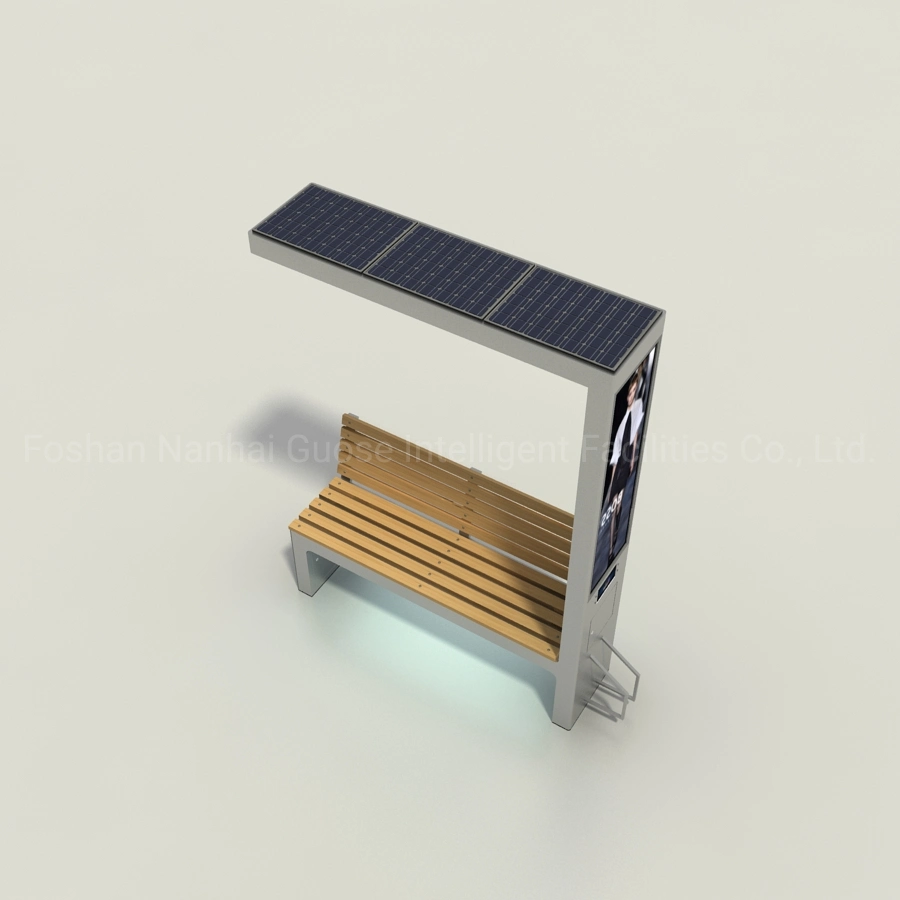 Novo Intelligent Solar Power Smart Bench Garden, Bus Shelter, cadeira pública ao ar livre