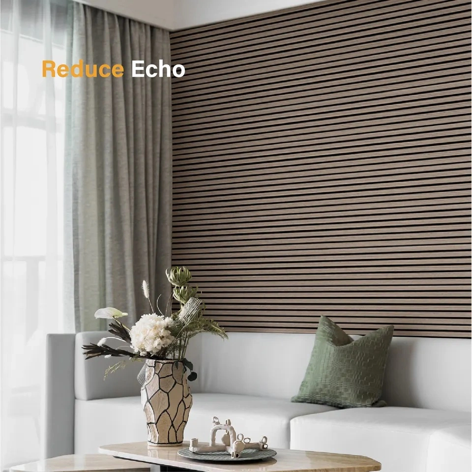 Olanglab Wood Slat Wall Panels Lattenwand Sound Absorbing Soundproof Acoustic Panels 3D Wood Wall Tiles for Interior Wall Decor