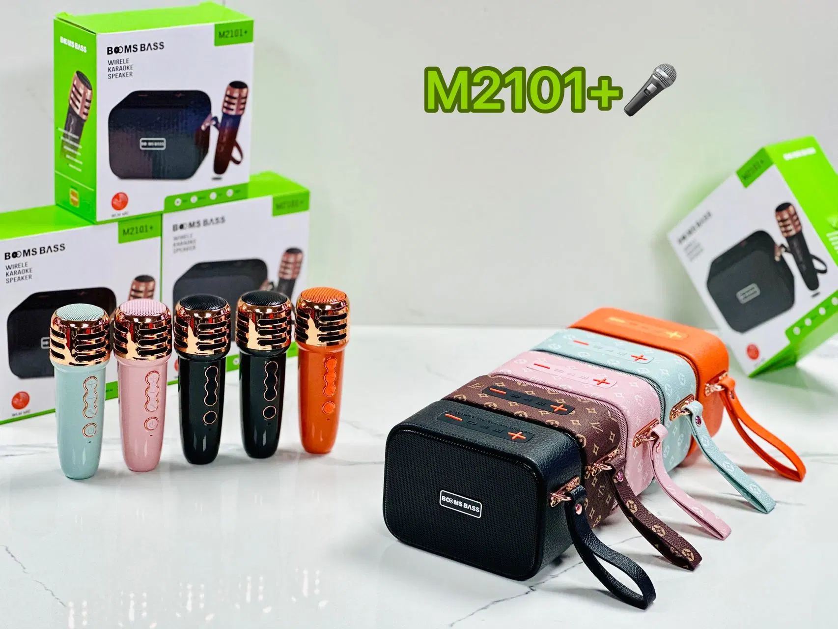 Neuer LD-M2101+Wireless Karaoke Audio Handheld KTV Karaoke Lanyard Bluetooth Lautsprecher Mikrofonset für Heimgebrauch_Orange