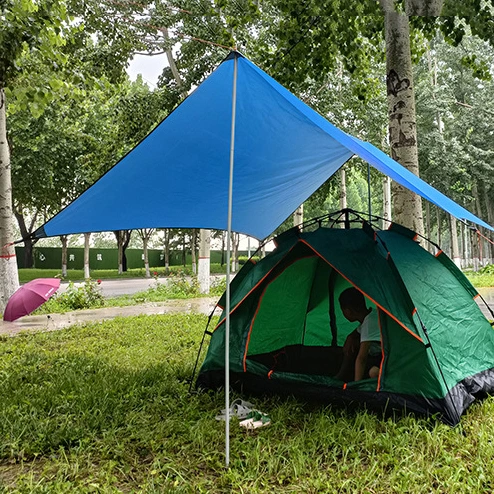 La supervivencia ligera lluvia volar gran refugio Hamaca Mochila de poliéster Ripstop 210t Celeste Lona Camping