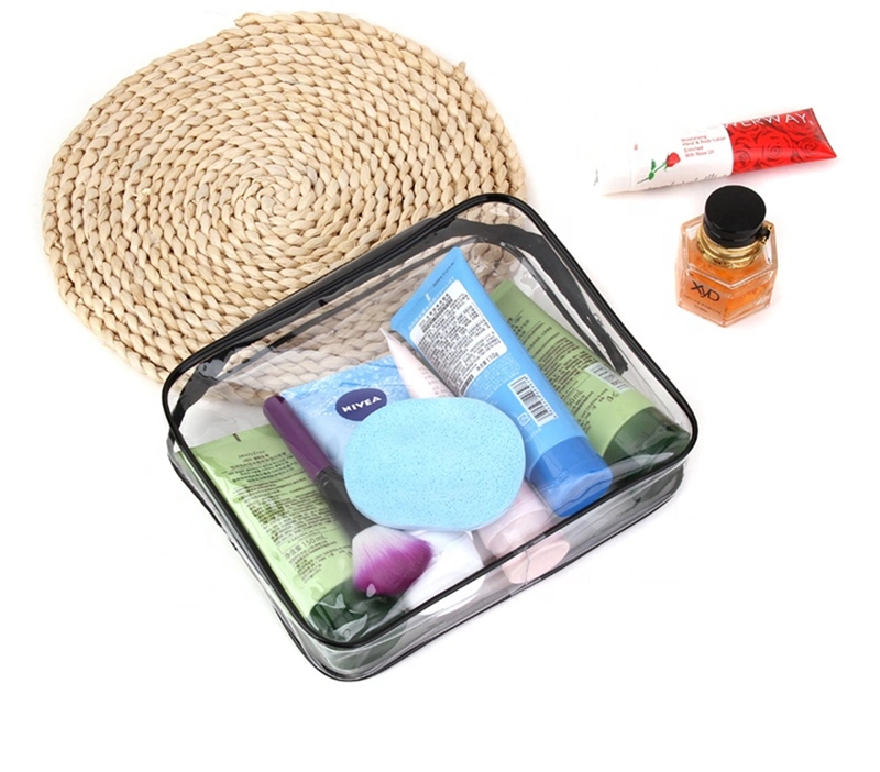 PVC Clear Transparent Plastic Zipper Toiletry Pouch Makeup Toiletry Storage Cosmetic Bag