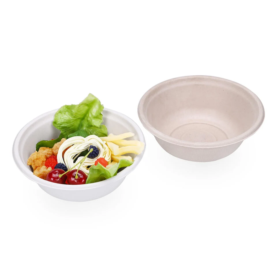 Compostable Big Round Paper Takeaway Food Container Sugarcane Bagasse on Show