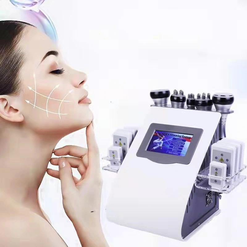 Equipamento de beleza 6 em 1 40K perda de peso cavitação ultra-sônica Máquina de calagem corporal Liposuction Laser