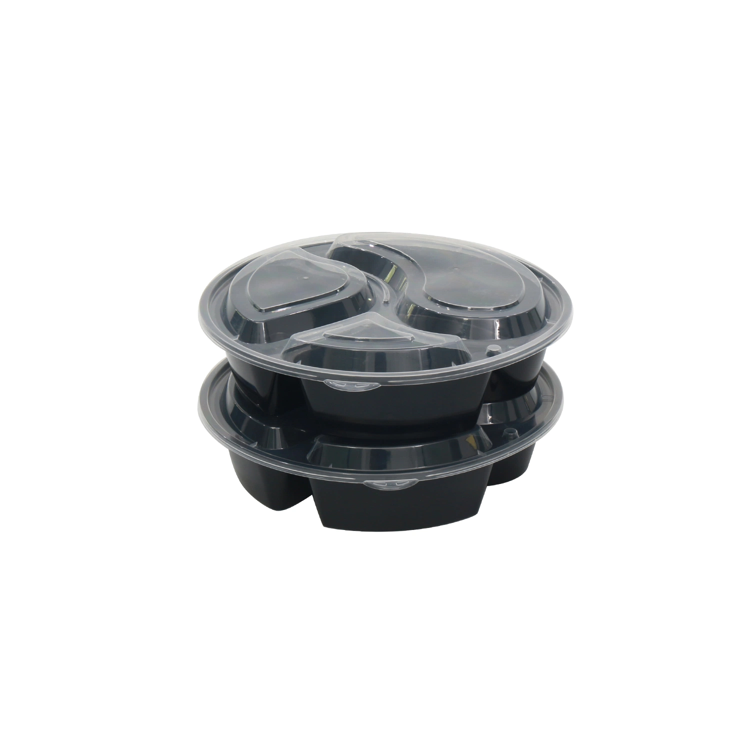 Disposable Food Container Sushi Fruit Vegetables Eco-Friendly Microwave Round 3compartments Airtight PP Crisper Takeaway Plastic Lunch Box