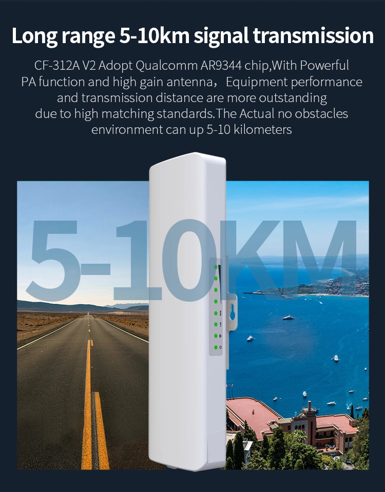 CF-E312A V2 quente de 5,8GHz, 10 km, CPE sem fios, 14 dBi, alta potência Wireless Bridge/Hotspot CPE sem fios