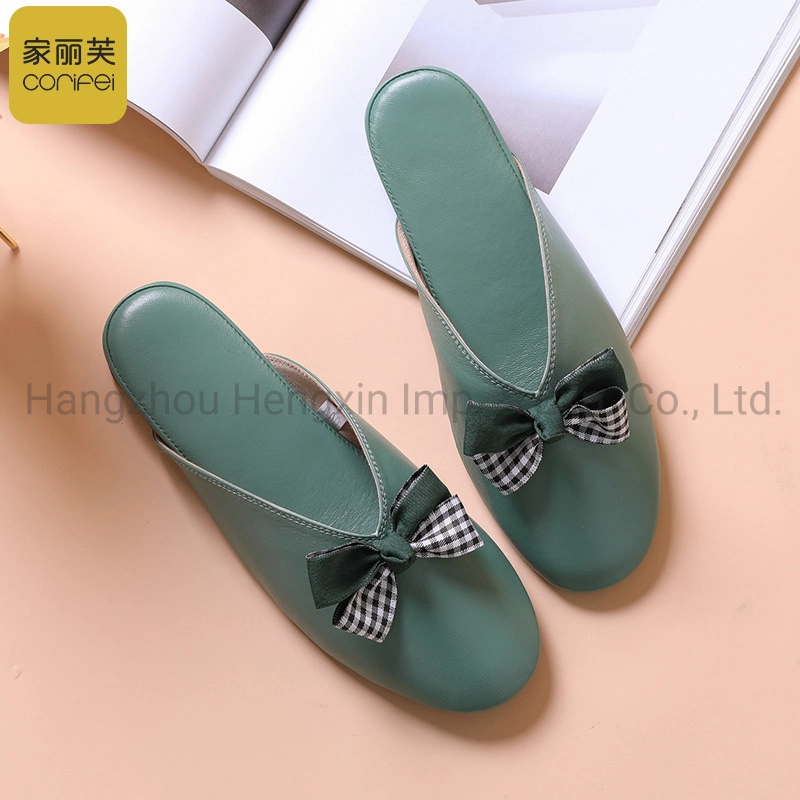 Spring and Summer Slippers Indoor Bedroom House Shoes Girl Cute Woman Antiskid Bowknot