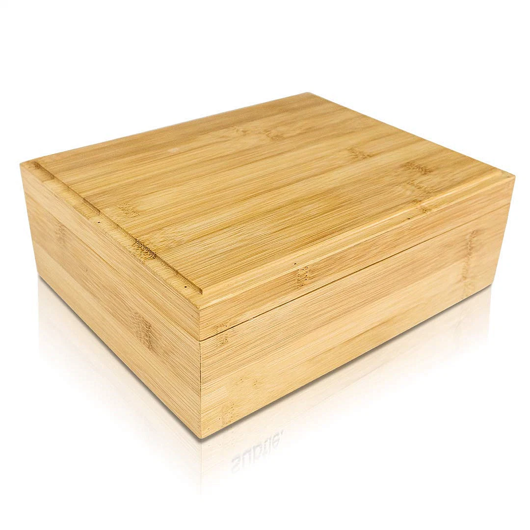 Caja Stash de bambú natural Caja de almacenamiento de bambú con 2 Ajustables compartimento