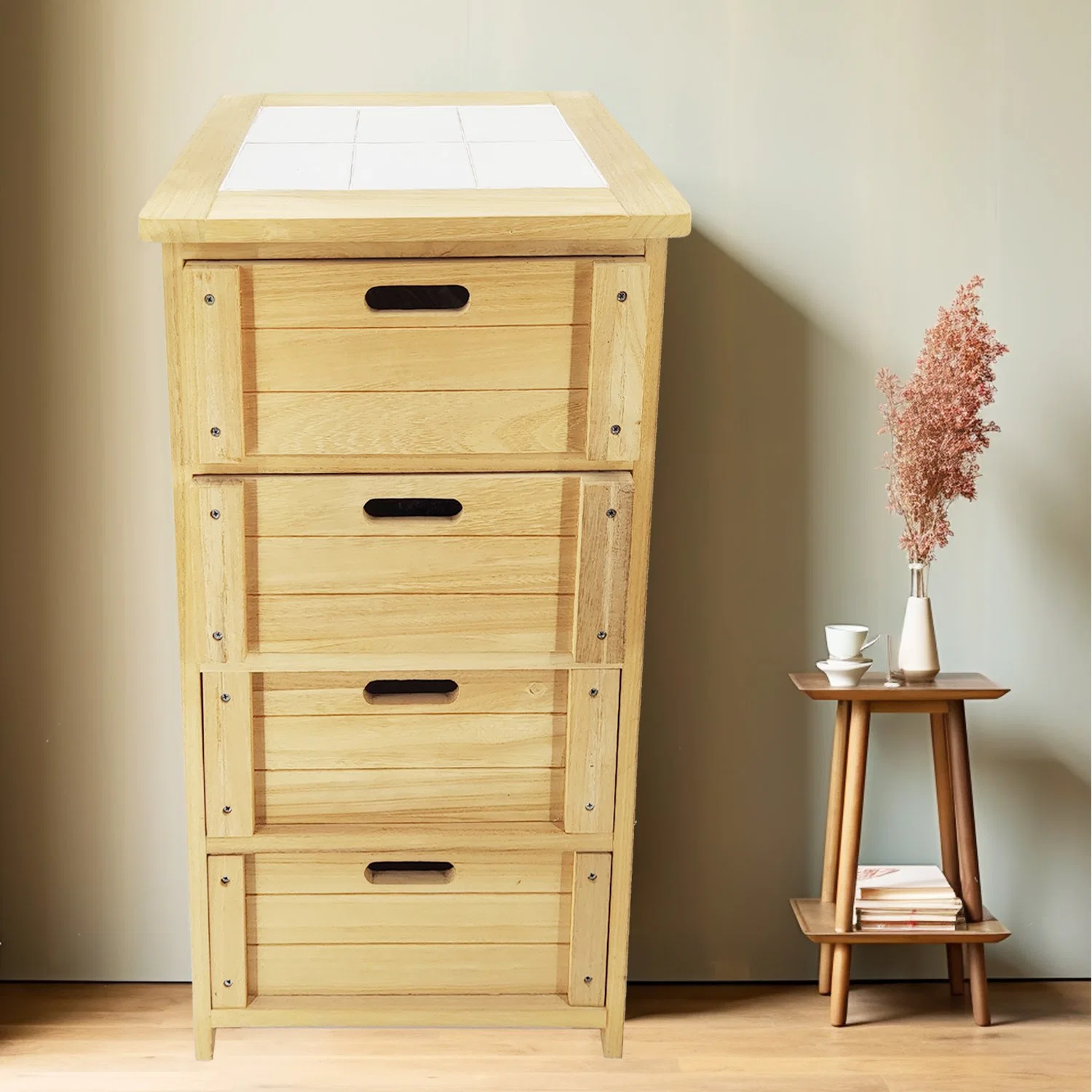 Wooden Storage Cabinets on The Ground