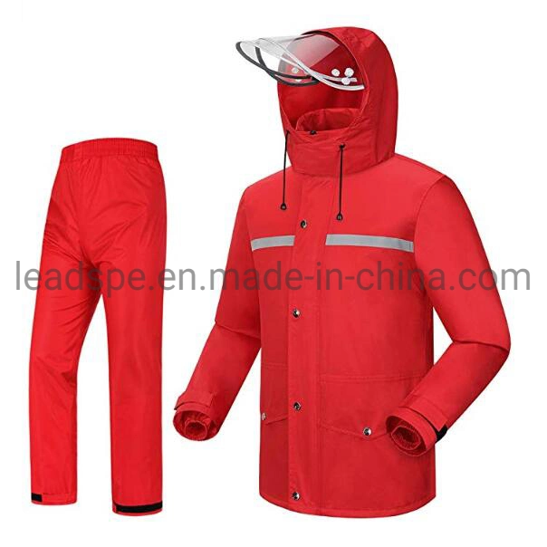 En20471 PU/PVC Breathable Coating Reflective Safety Rainsuit Waterproof Rainwear Windproof Raincoat