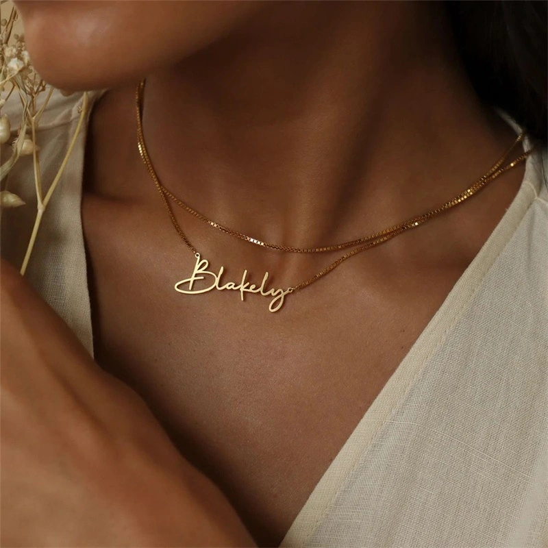 Personalized Stainless Steel Name DIY Letter Chain English Necklace