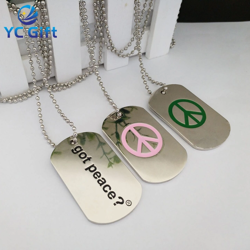 Customized Engraved Logo Stainless Steel Military Metal Dog Tag Blank Printed Enamel Identity Aluminum Necklace Name Pet ID Tag for Promotion Gift (TD18-C)